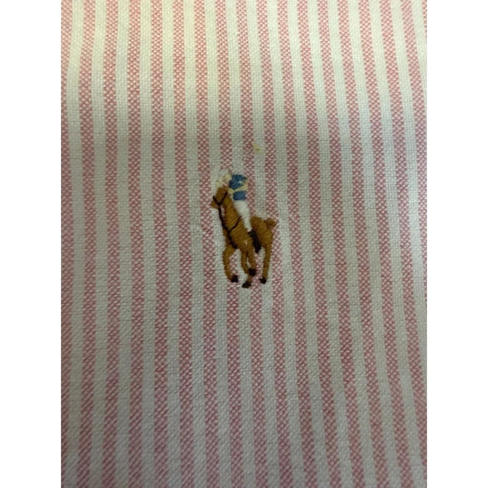 Ralph Lauren‎ Boys Pink White Striped Cotton Oxford Button Down Shirt Size 10